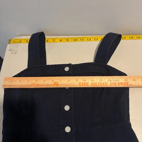Everlane The Cotton Weave Picnic Midi Dress Navy Womens sz 2 Classic Clean Girl - Picture 7 of 10